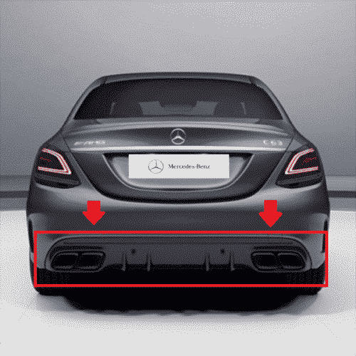 Pfsiter Autotechnik- Shop MERCEDES BENZ AMG C43 C63 C63s Facelift Diffusor with or without nightpackage towing hitch
