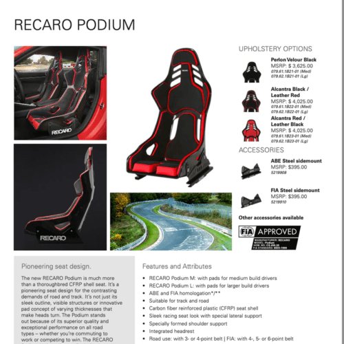 Recaro Podium CF Bucket Seat – Image 2