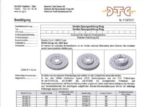 DTC Brembo Brake Certificate – Bremsscheiben Xtra – Bremsanlage